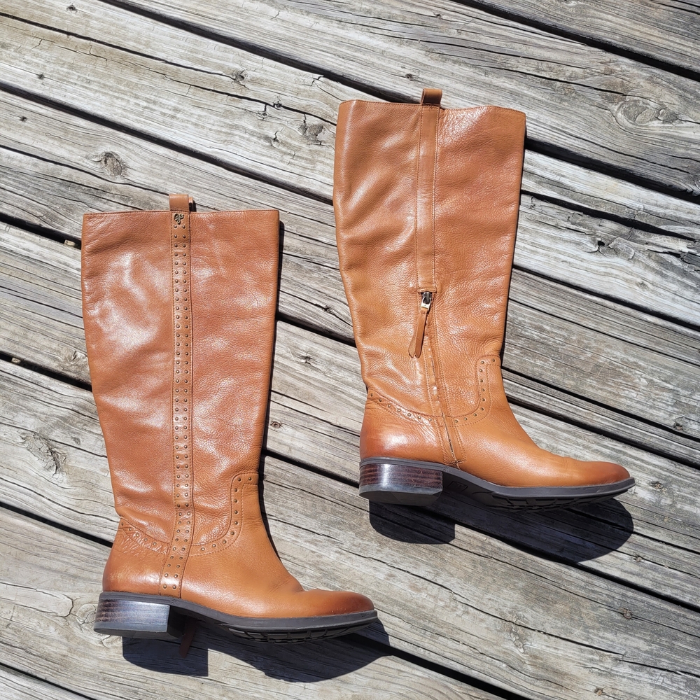 Tan Leather Knee-High Women's Boots